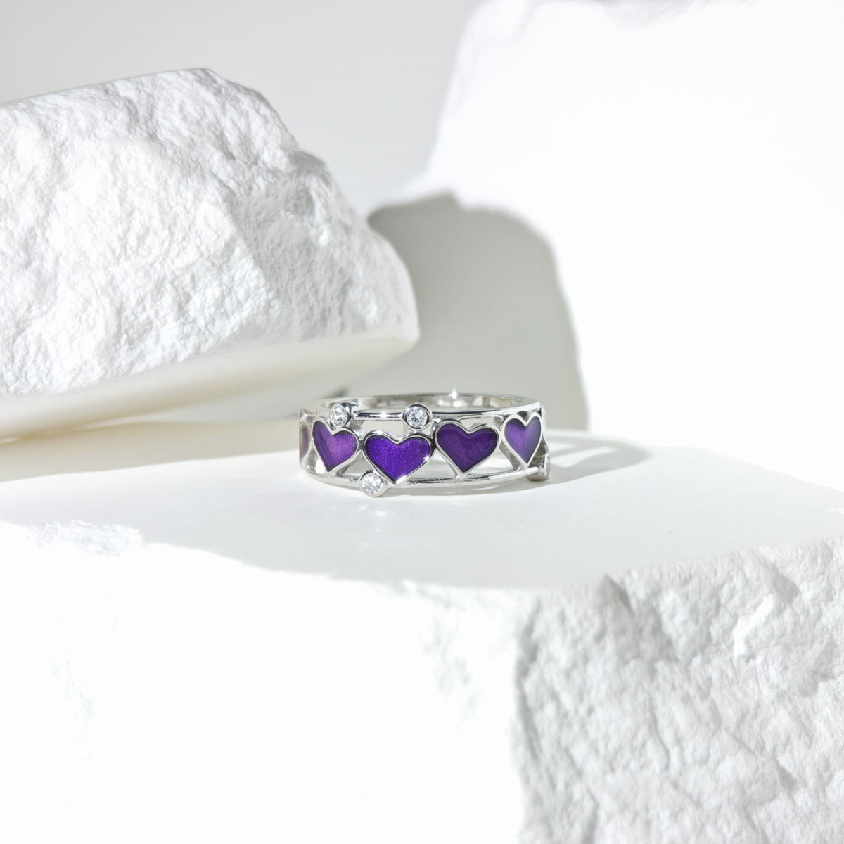 Purple Heart Enamel Band Ring