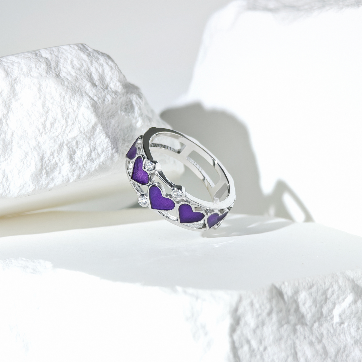 Purple Heart Enamel Band Ring