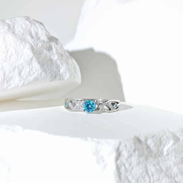 Aquamarine Twisted Bloom Ring