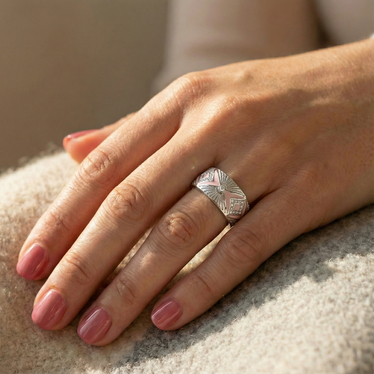 Pink Aurora Deco Ring