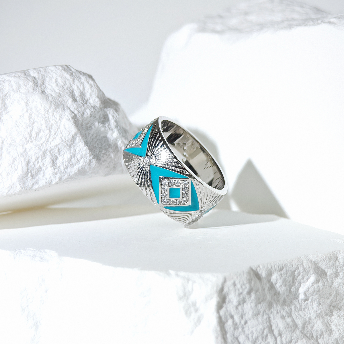 Blue Aurora Deco Ring