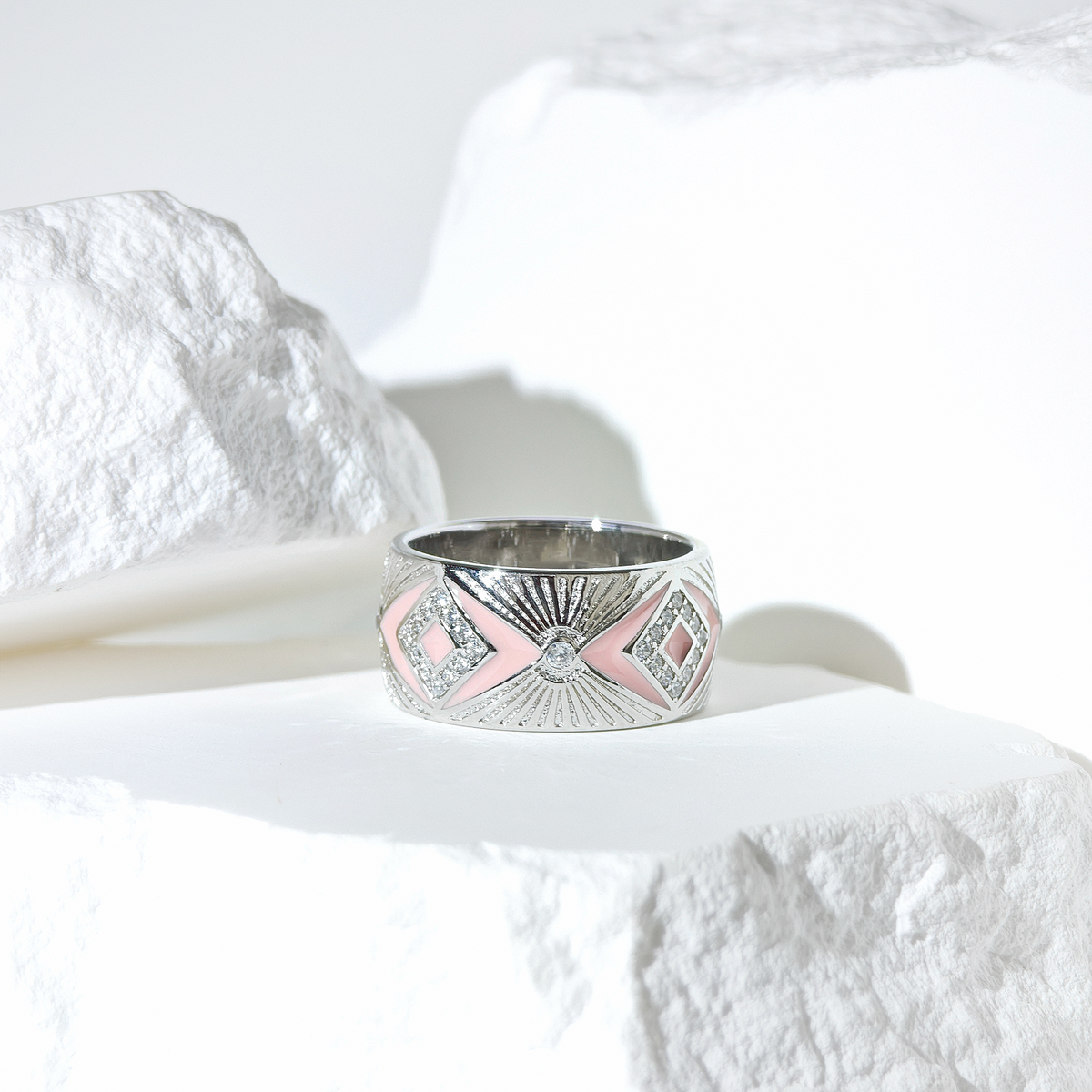 Pink Aurora Deco Ring