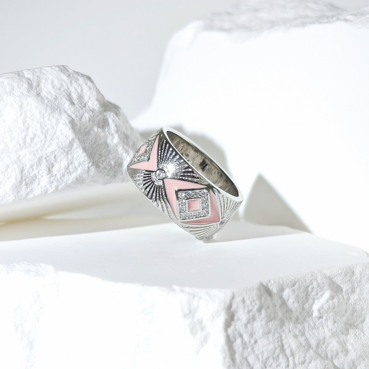 Pink Aurora Deco Ring