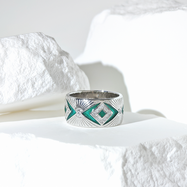 Green Aurora Deco Ring