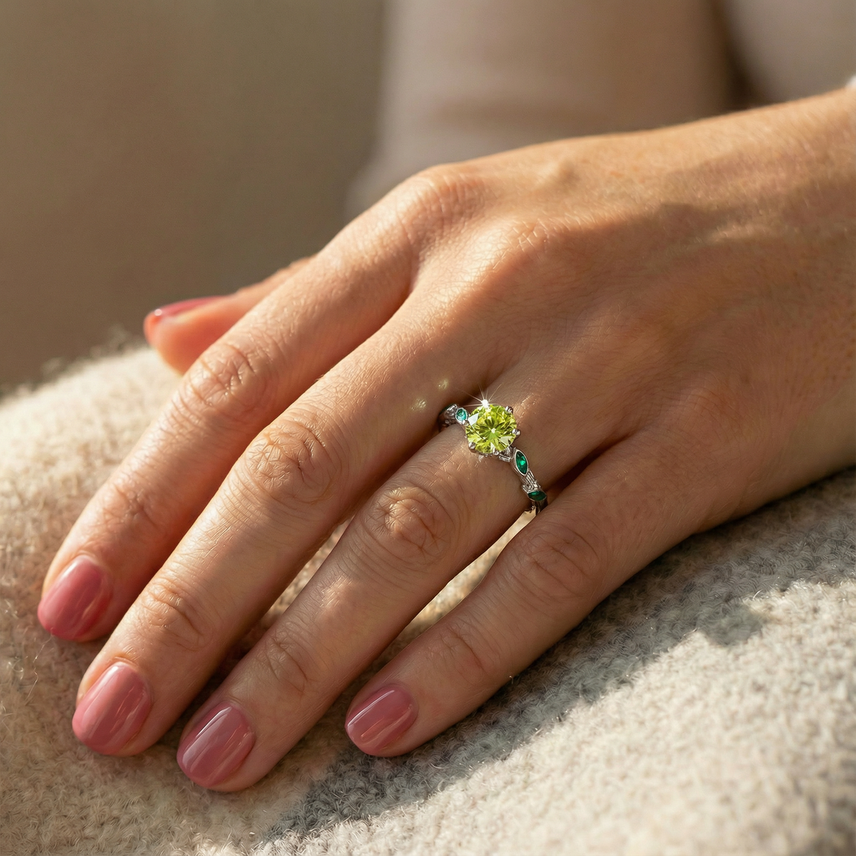 Peridot Whispering Petal Ring