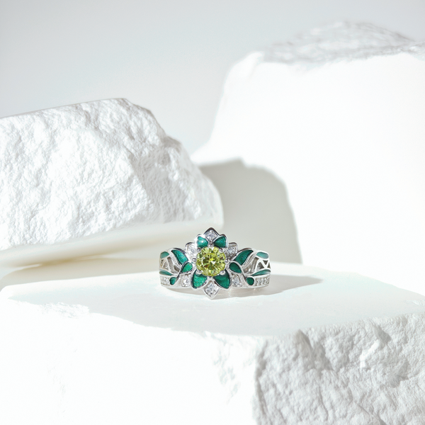 Peridot Blooming Galaxy Ring
