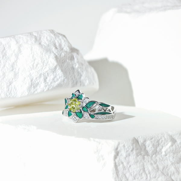 Peridot Blooming Galaxy Ring