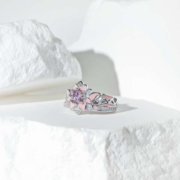 Rose Quartz Blooming Galaxy Ring