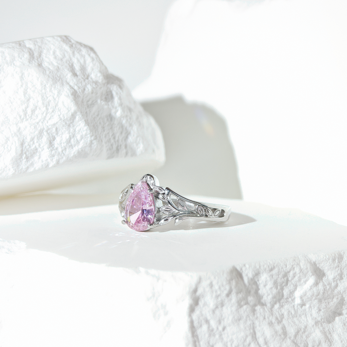 Rose Quartz Luna Tear Ring