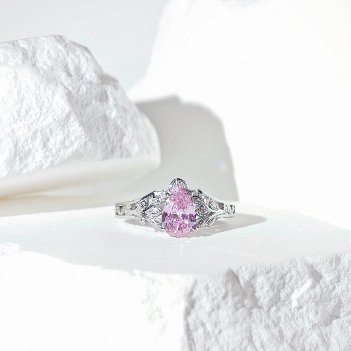 Rose Quartz Luna Tear Ring