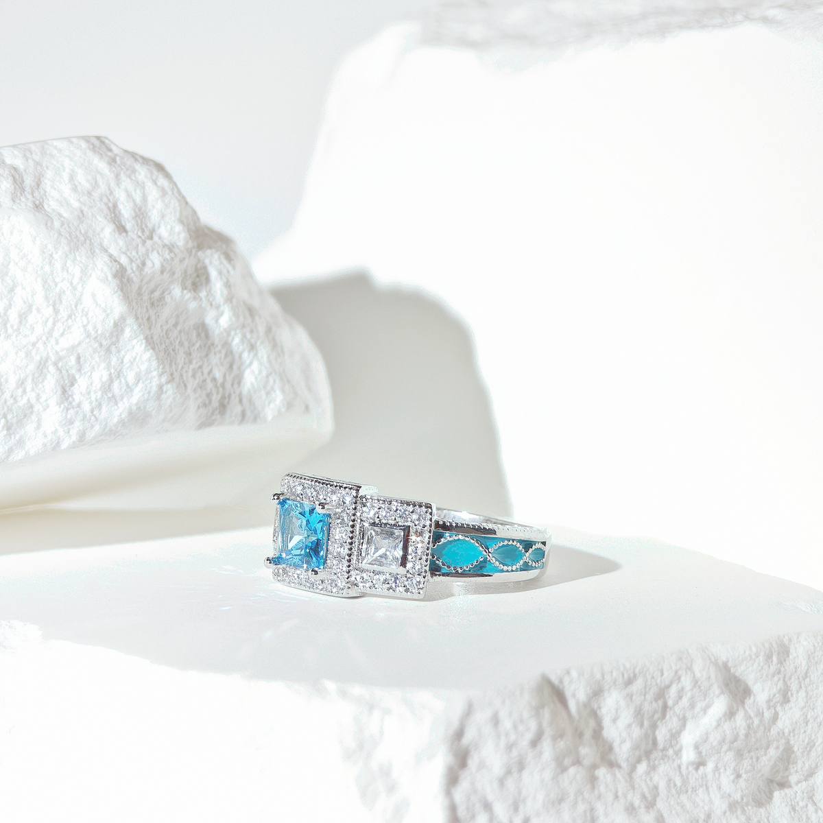 Aquamarine Aurora Radiance Ring