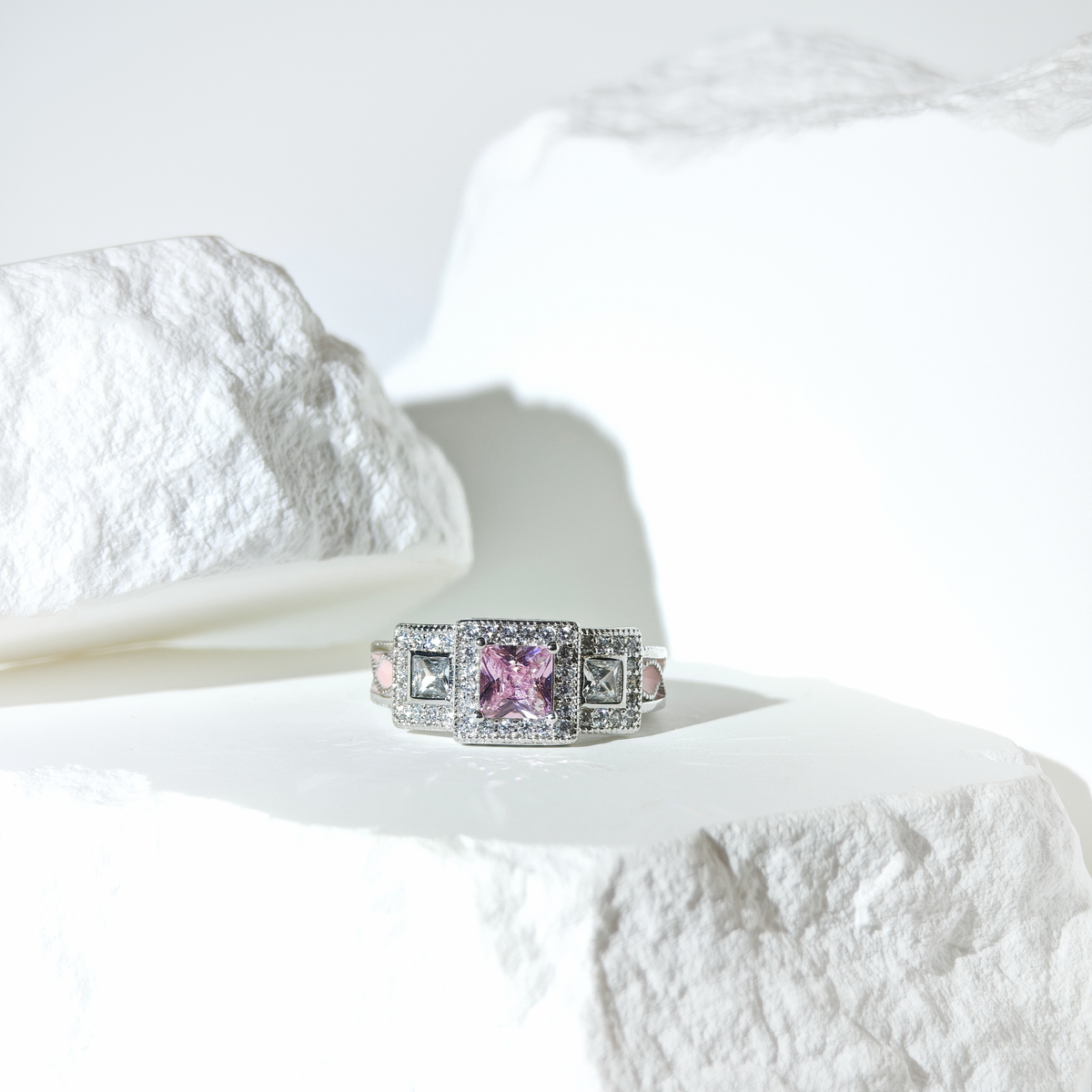 Rose Quartz Aurora Radiance Ring