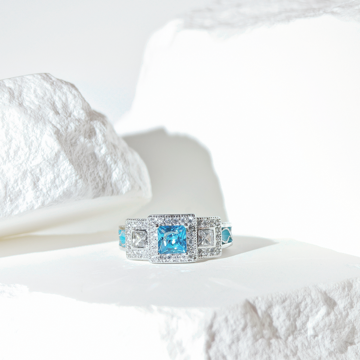 Aquamarine Aurora Radiance Ring
