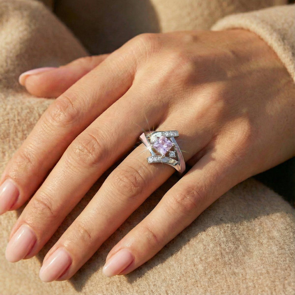 Rose Quartz Milky Way Kiss Ring