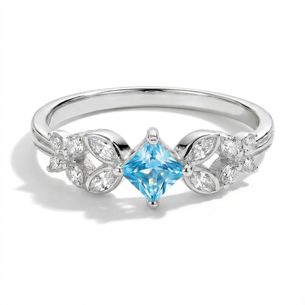Aquamarine Celestial Butterfly Ring