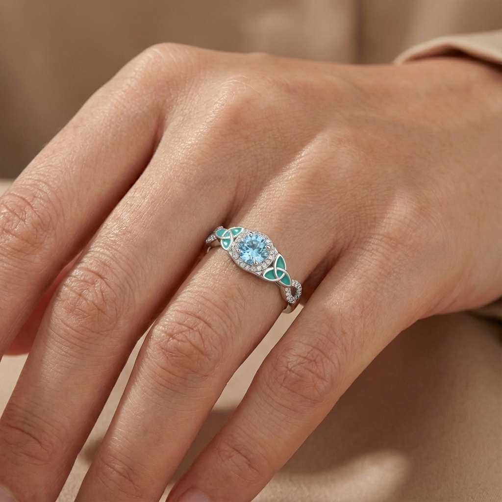Aquamarine Butterfly Whisper Ring