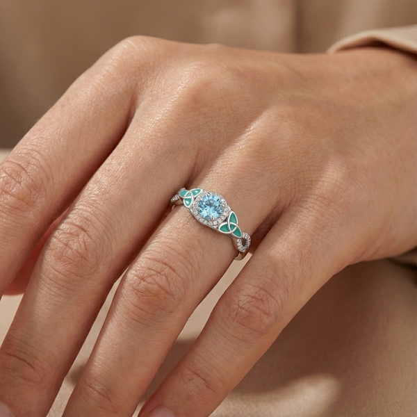 Aquamarine Butterfly Whisper Ring