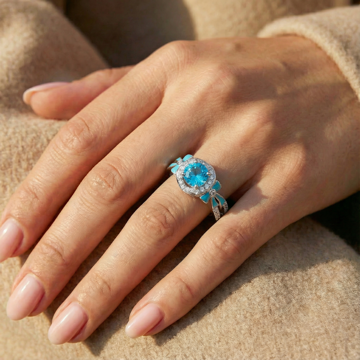 Aquamarine Belle Bow Ring