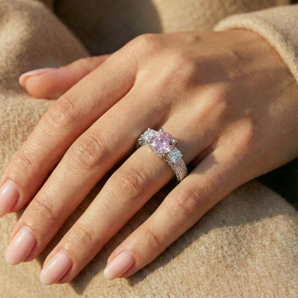 Rose Quartz Trinity Grace Ring