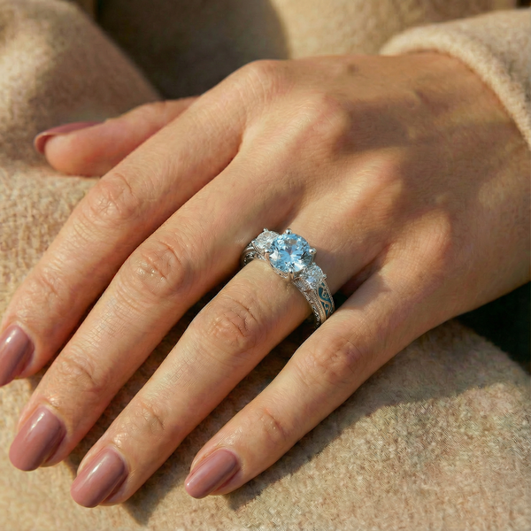 Aquamarine Trinity Grace Ring