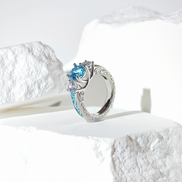 Aquamarine Trinity Grace Ring