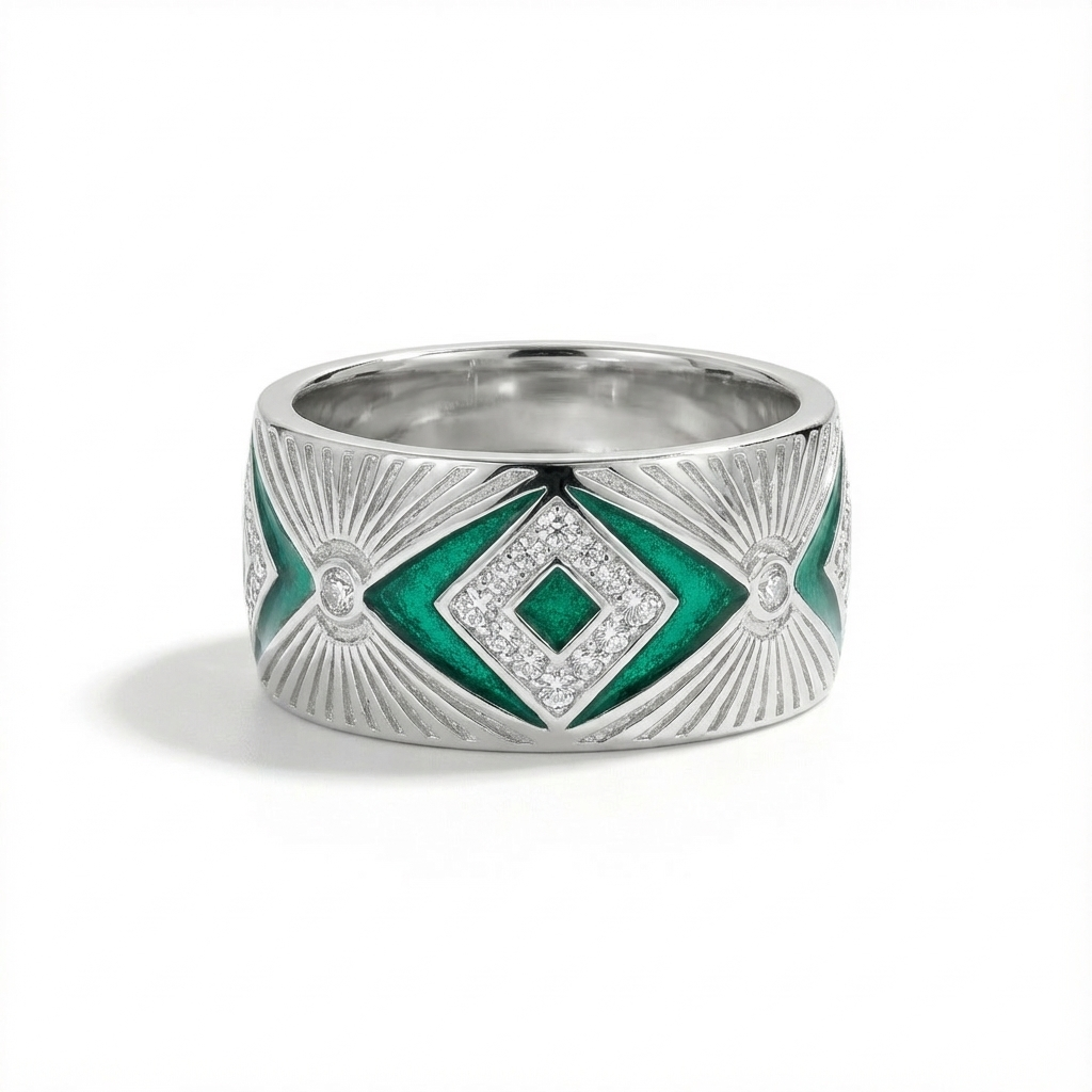 Green Aurora Deco Ring