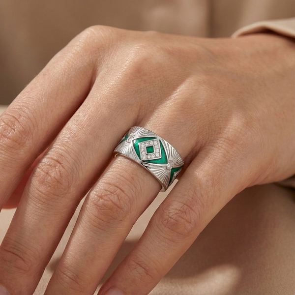 Green Aurora Deco Ring