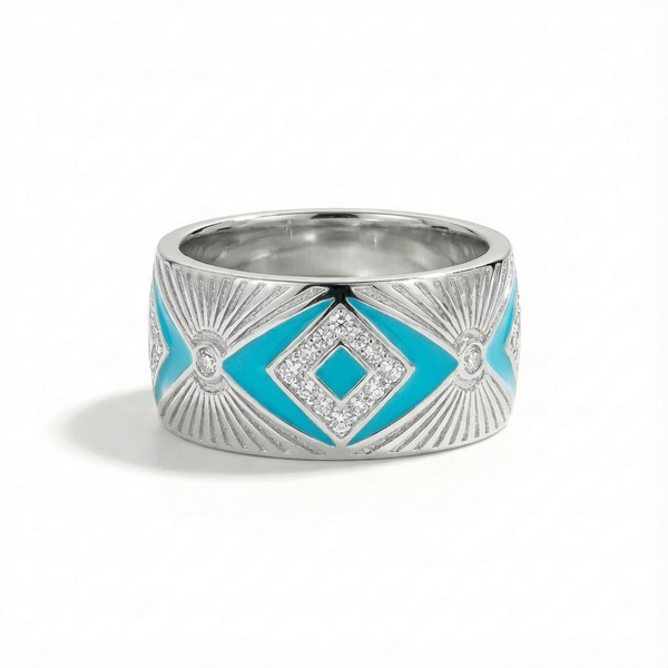 Blue Aurora Deco Ring