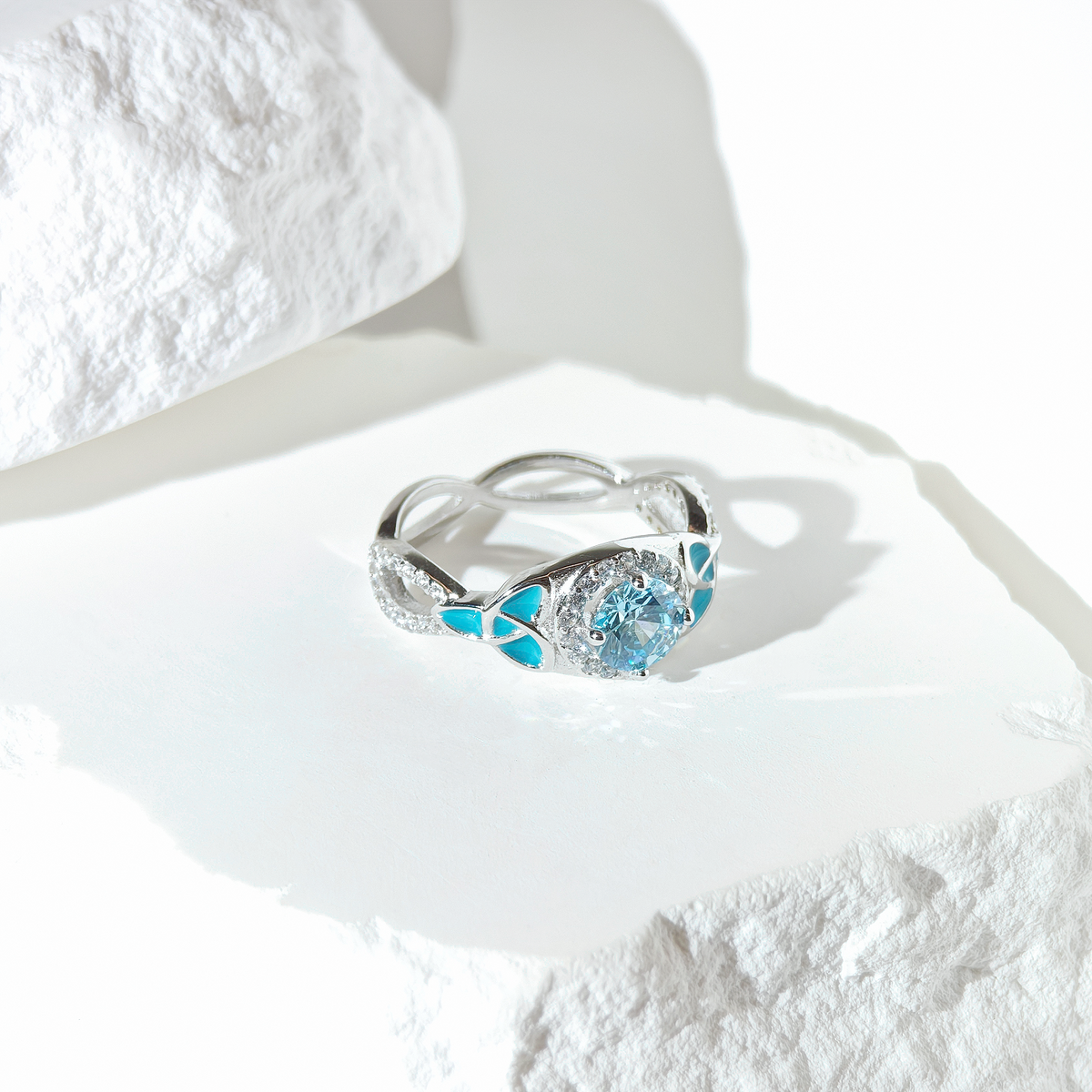 Aquamarine Butterfly Whisper Ring