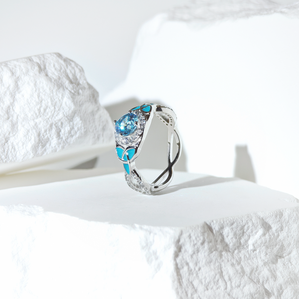 Aquamarine Butterfly Whisper Ring