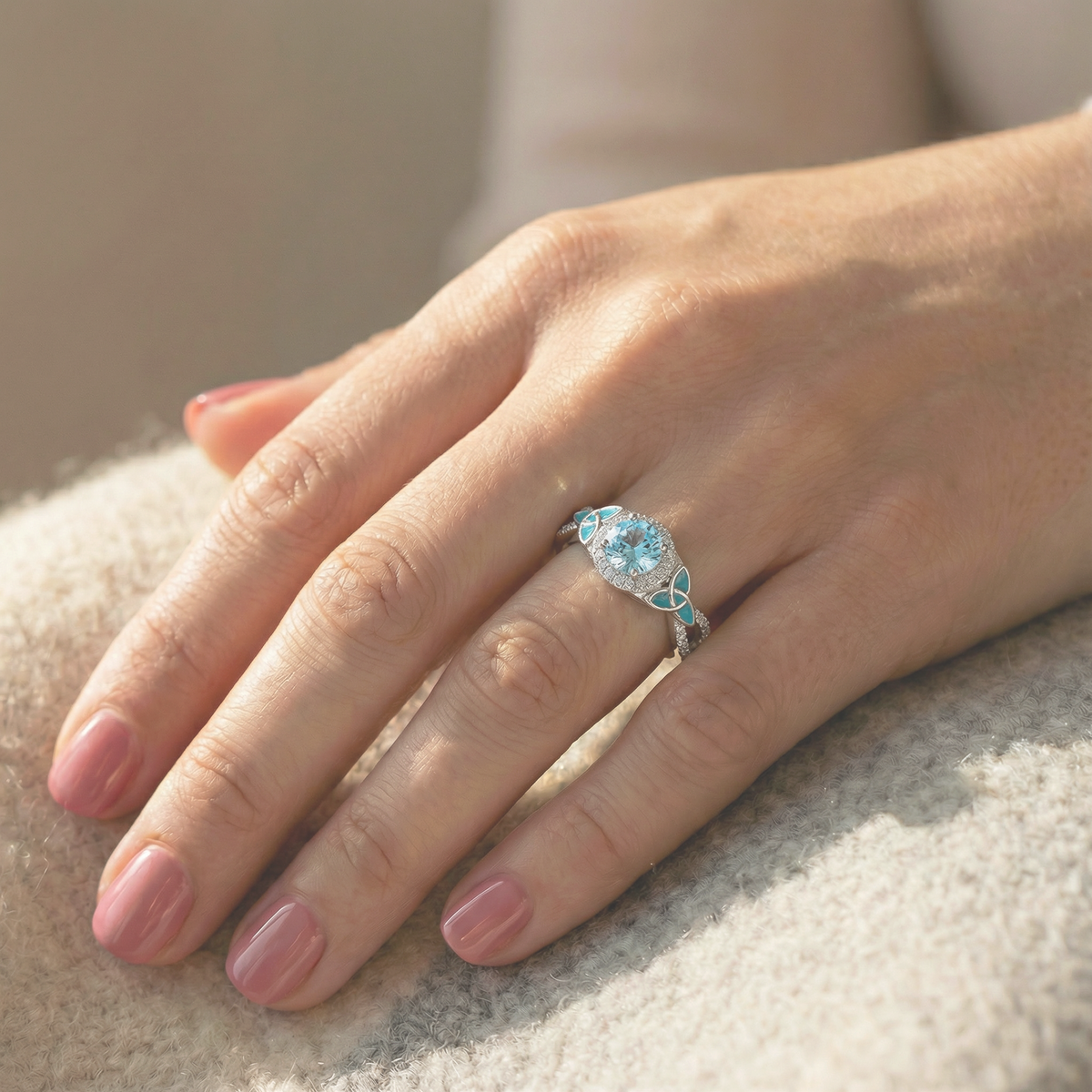 Aquamarine Butterfly Whisper Ring