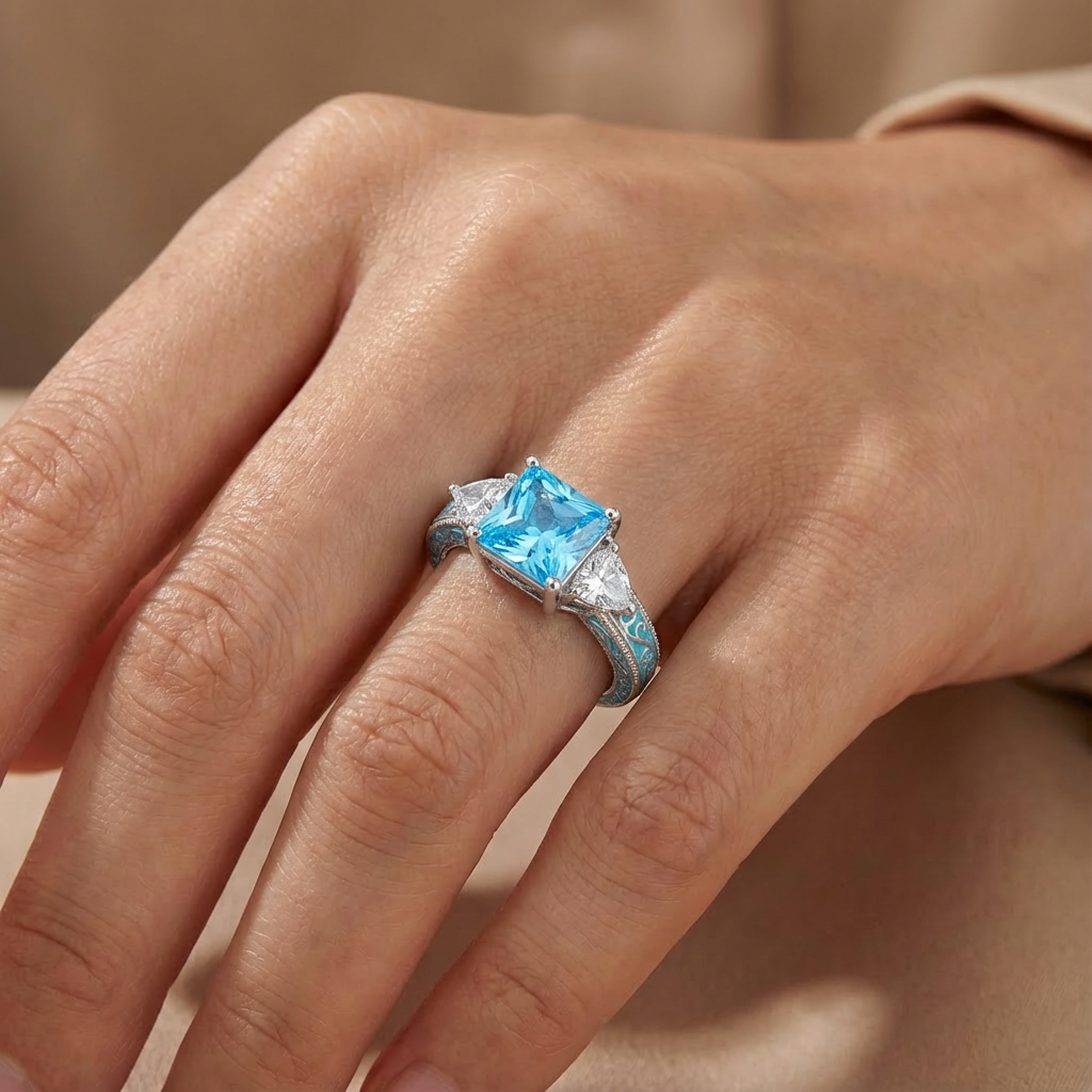 Aquamarine Ethereal Crown Ring
