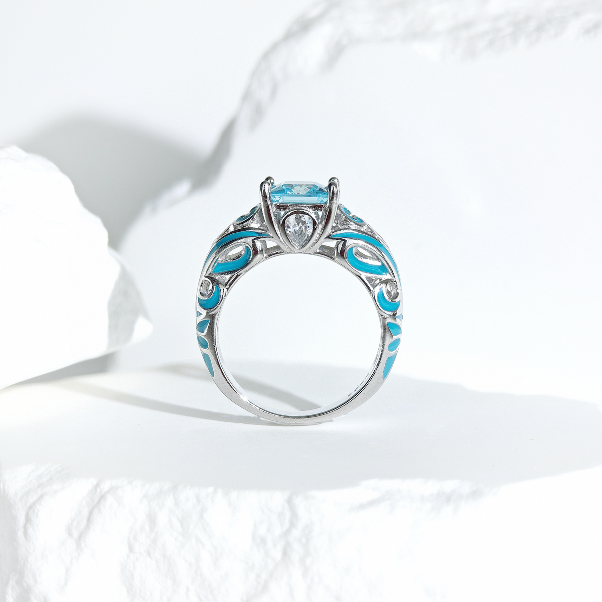 Aquamarine Winds of Grace Ring