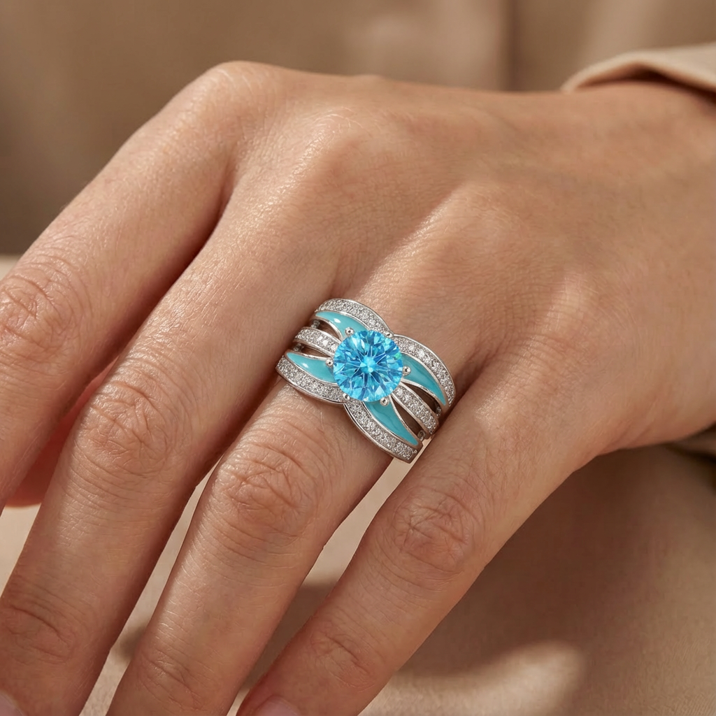 Aquamarine Celestial Flow Ring