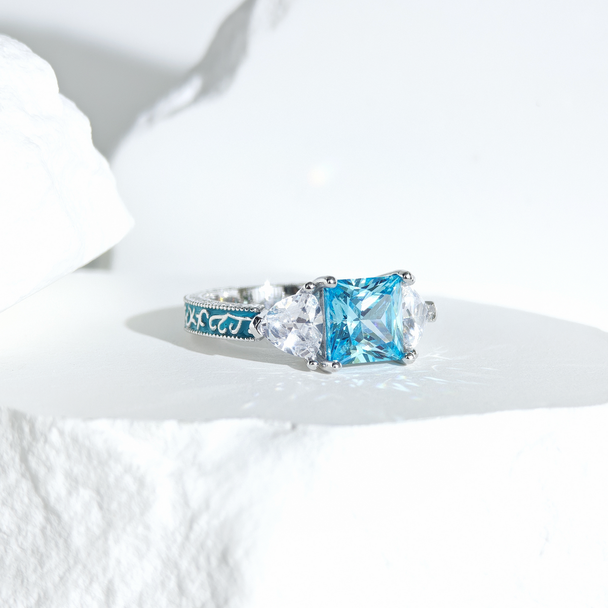 Aquamarine Ethereal Crown Ring