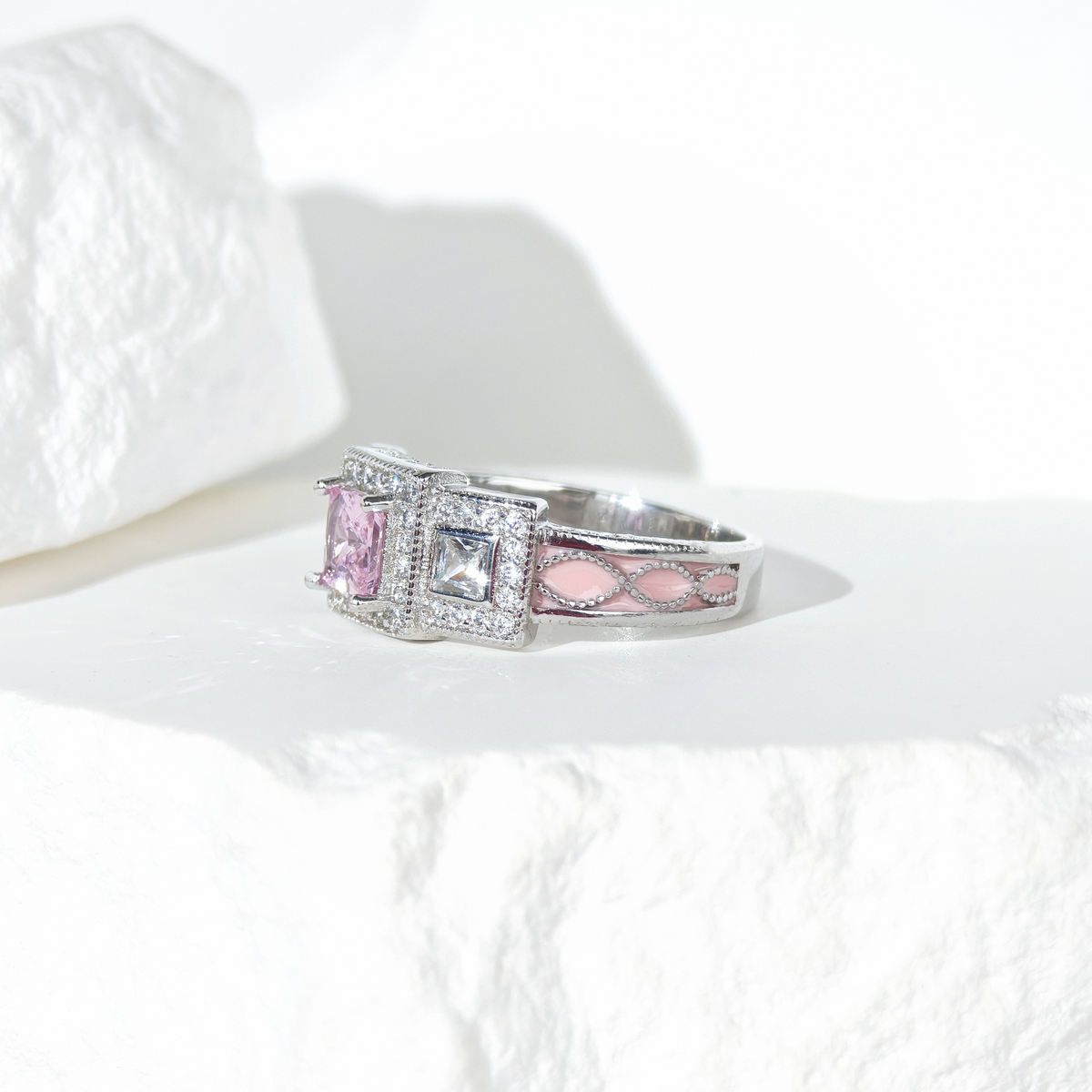Rose Quartz Aurora Radiance Ring