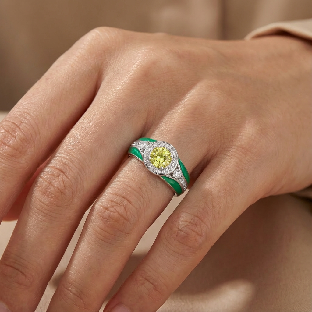 Peridot Halo Glow Ring