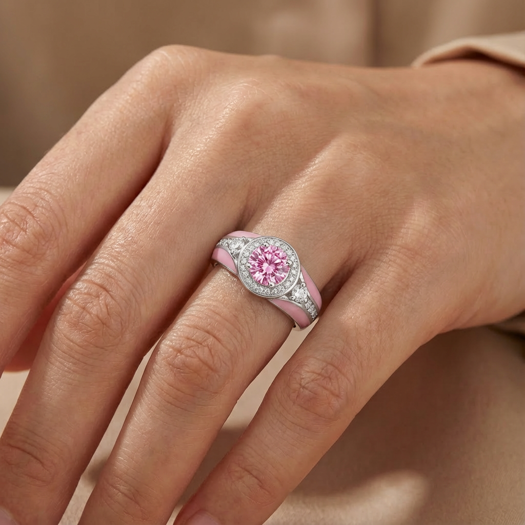 Rose Quartz Halo Glow Ring