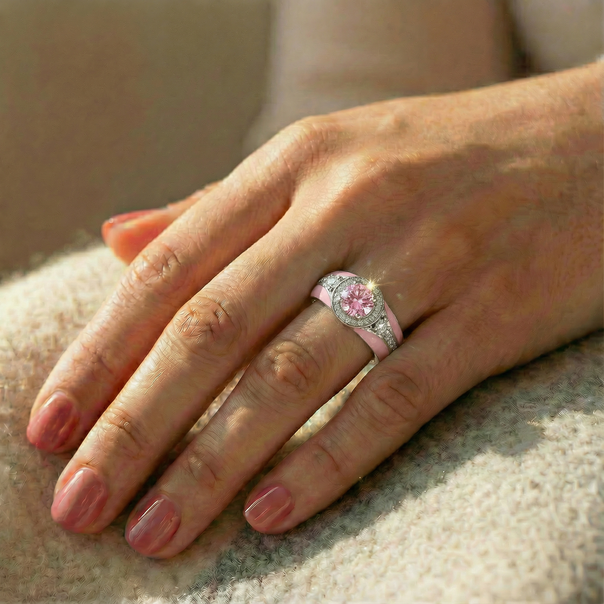Rose Quartz Halo Glow Ring