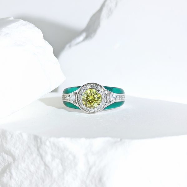 Peridot Halo Glow Ring