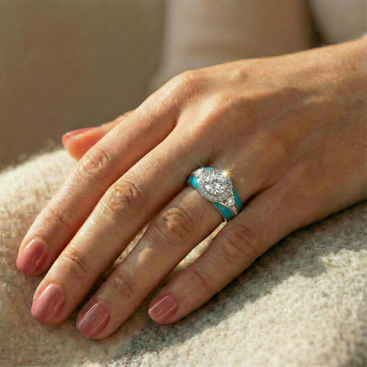 Moissanite Halo Glow Ring