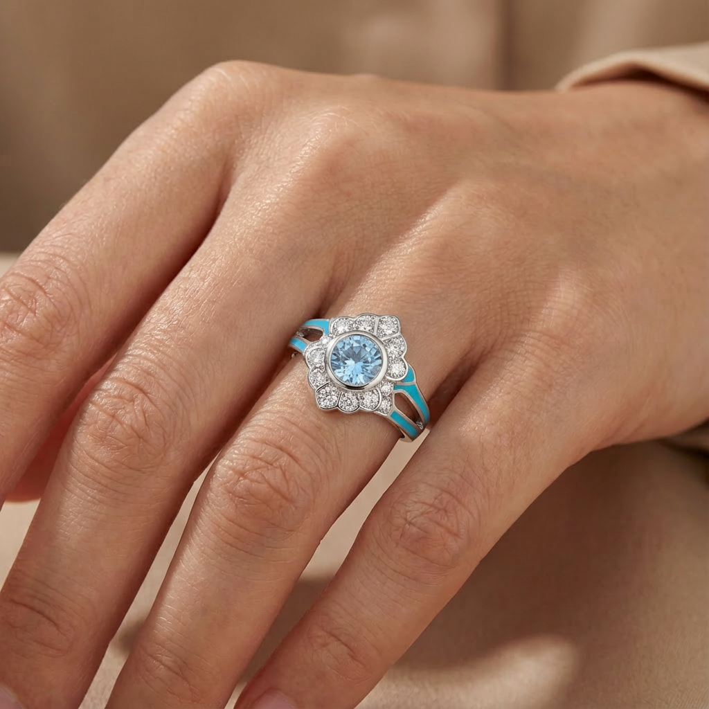 Aquamarine Bloomlight Ring