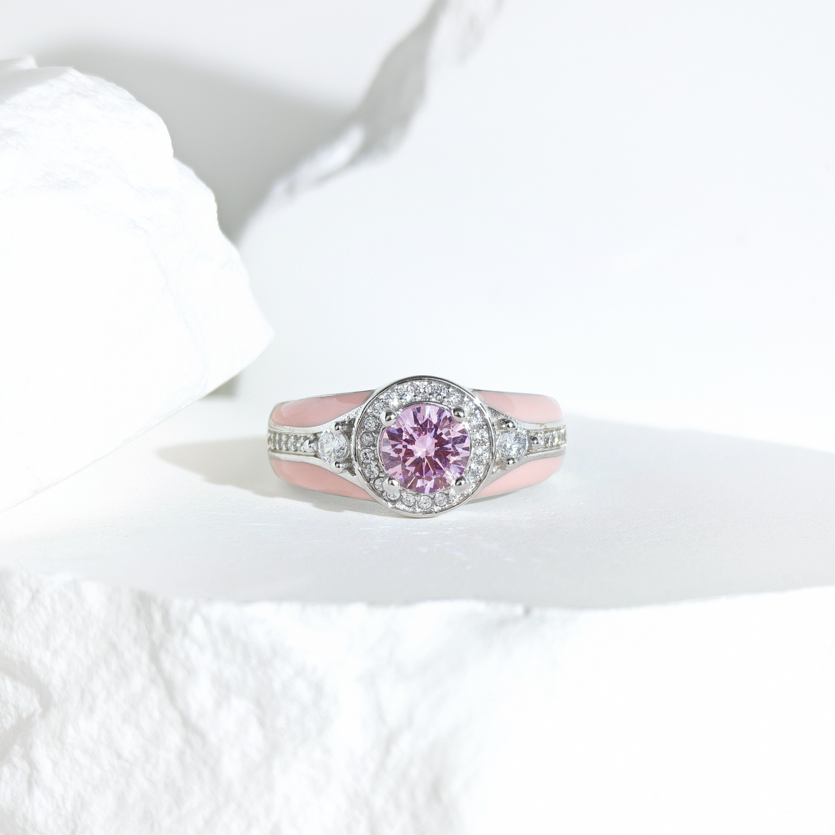 Rose Quartz Halo Glow Ring