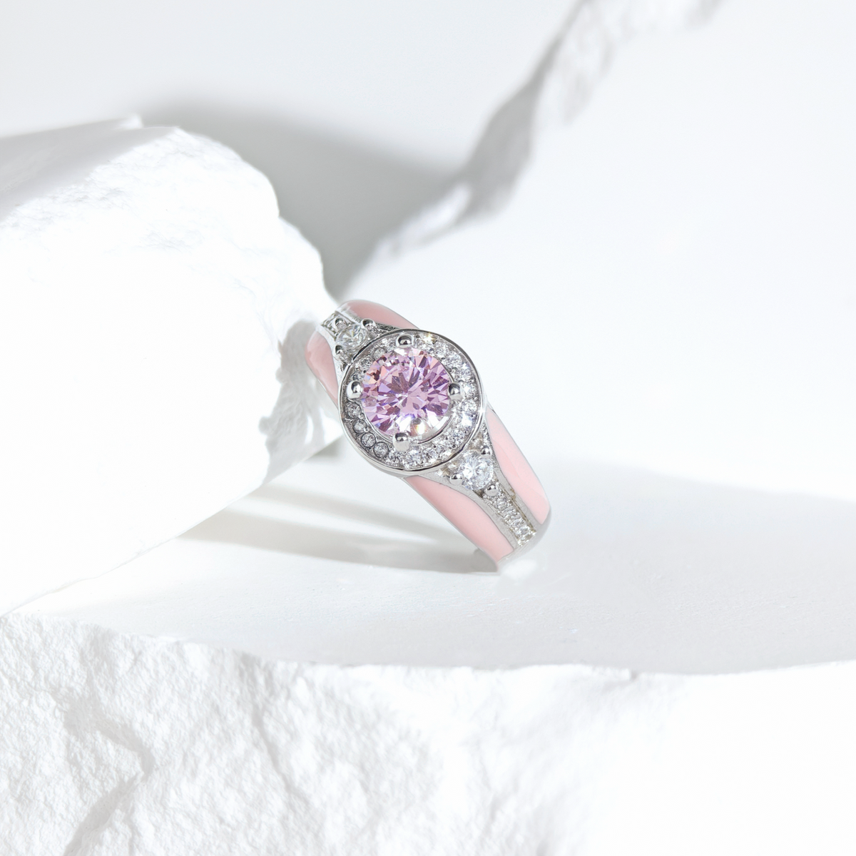 Rose Quartz Halo Glow Ring