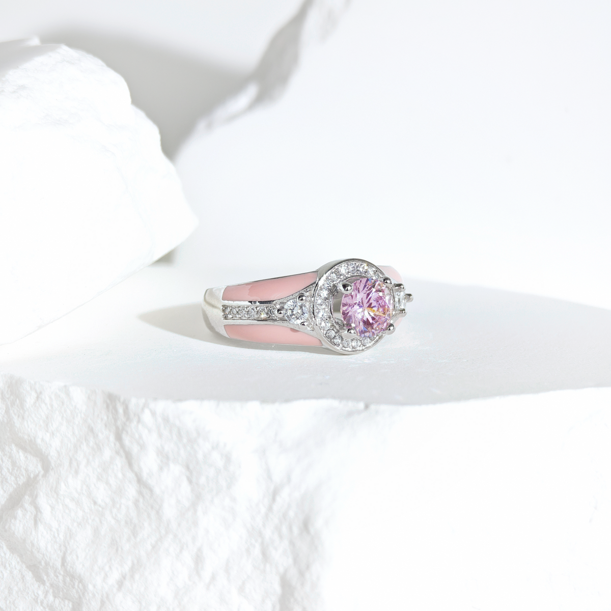 Rose Quartz Halo Glow Ring