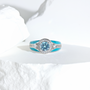 Aquamarine Halo Glow Ring