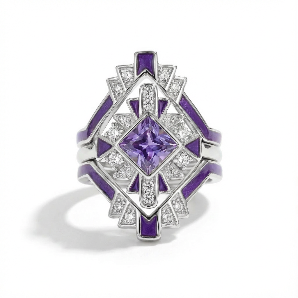 Amethyst Eclipse Architect Ring Set
