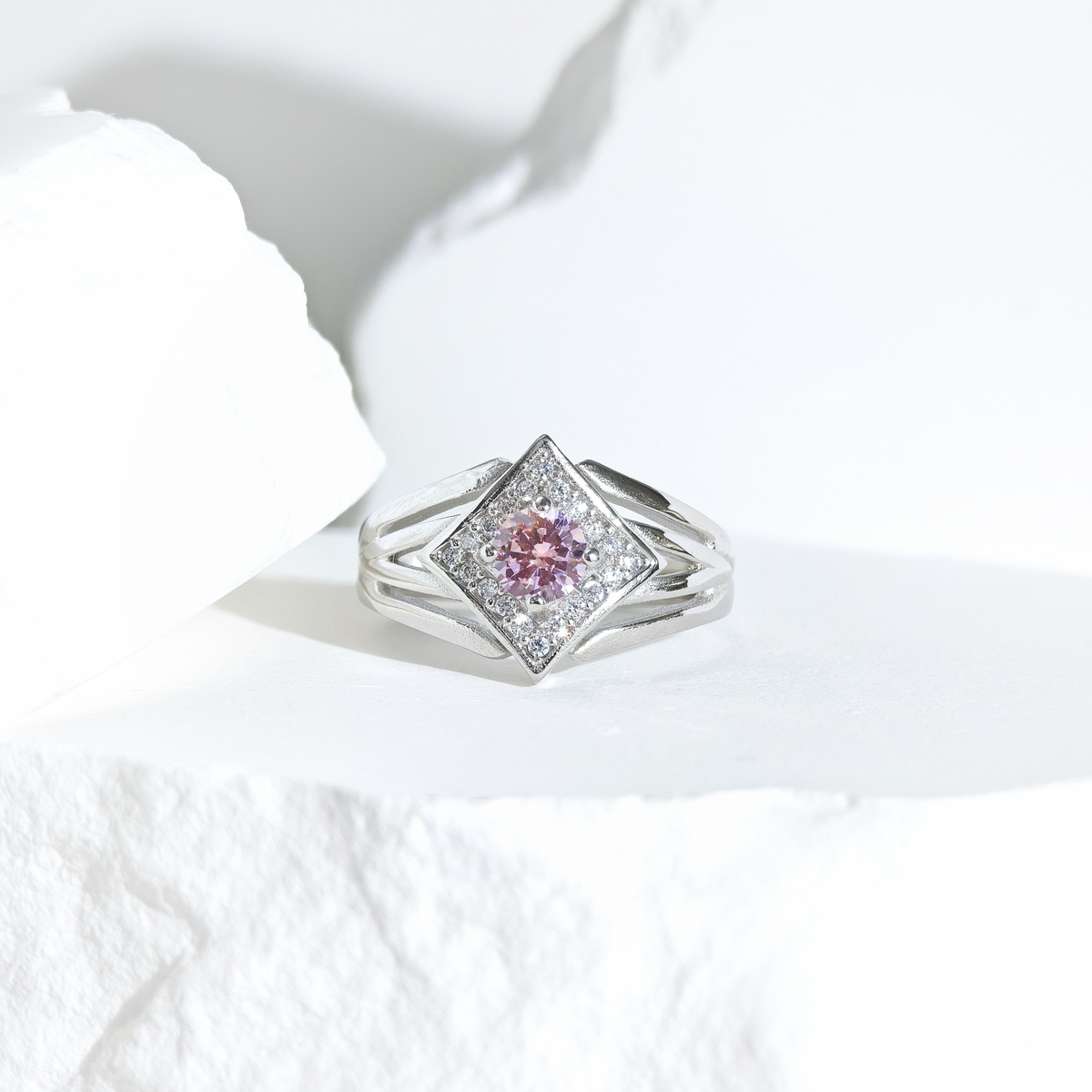 Rose Quartz Celestial Prism Ring