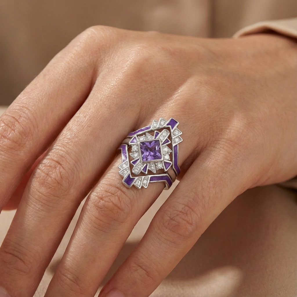 Amethyst Eclipse Architect Ring Set