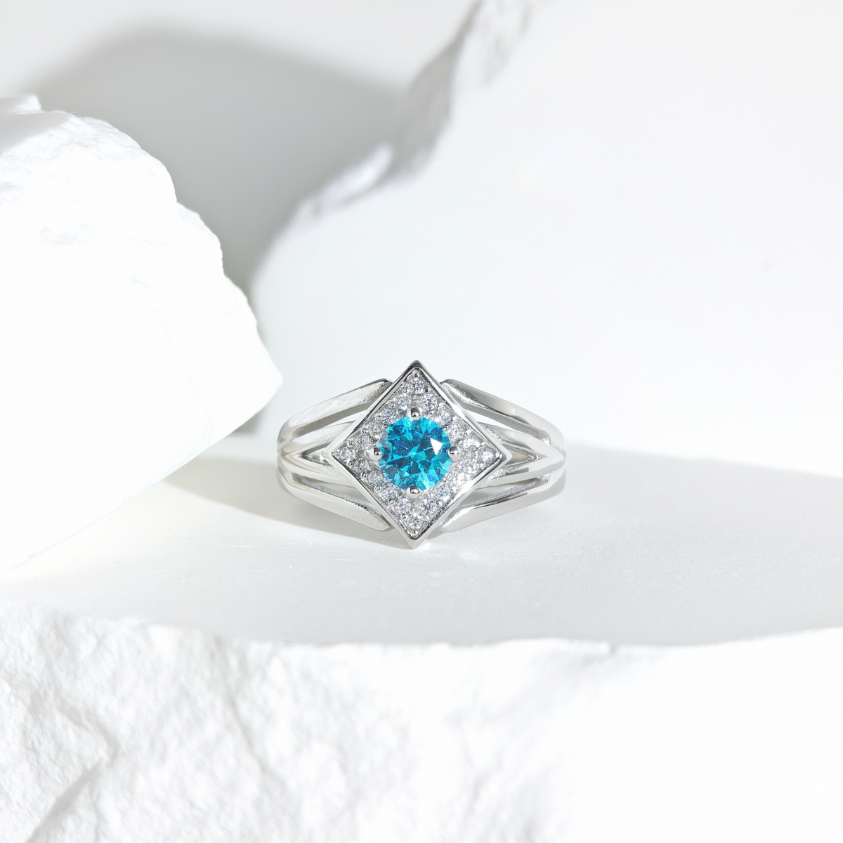 Aquamarine Celestial Prism Ring